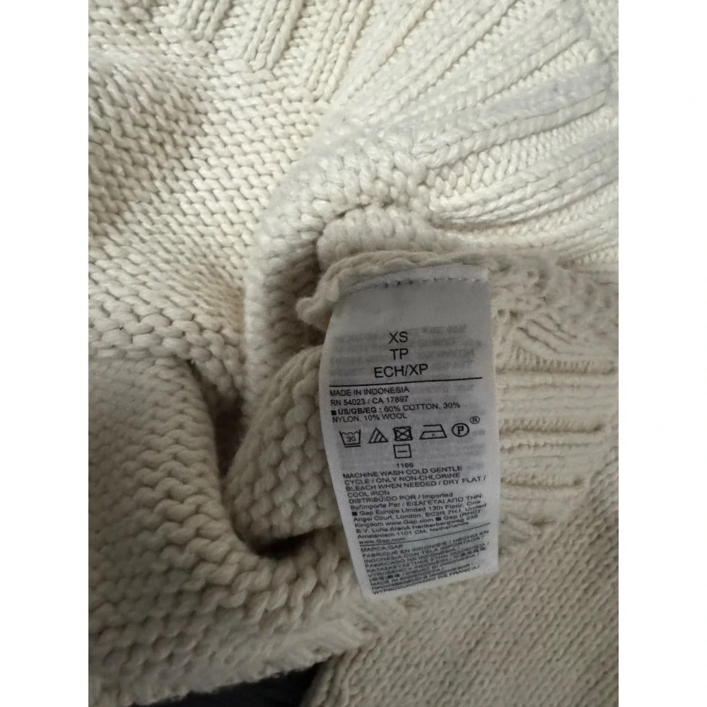 Gap Red Heart Sweater Womens XS Cream Chunky Knit Cropped Pullover Valentine j